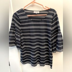 Blue and White Pin Striped Blouse